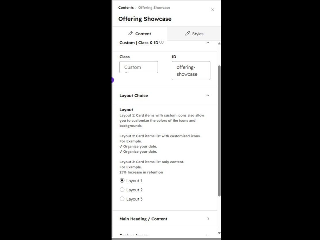 Three Built-In Layouts to Showcase Services, Features & Stats
