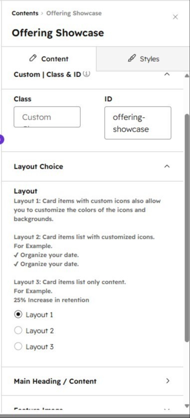 Multi layout structure for adding multiple service cards
Each layout can be customized independently
